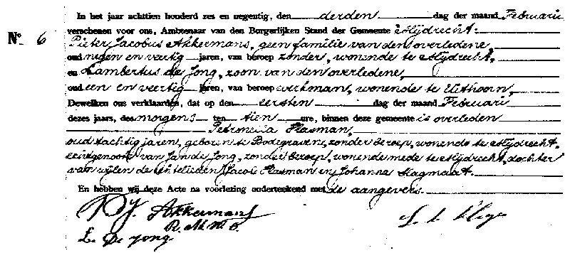 18960203 ovl akte 6 Petronella Vlasman ev Jan d Jong